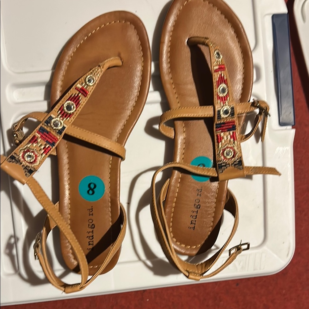 Indigo Tan Embroidered Women's Sandals